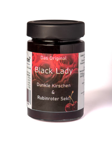 online kaufen Black Lady Marmelade mit schwarzen Kirschen und Bodensee Secco